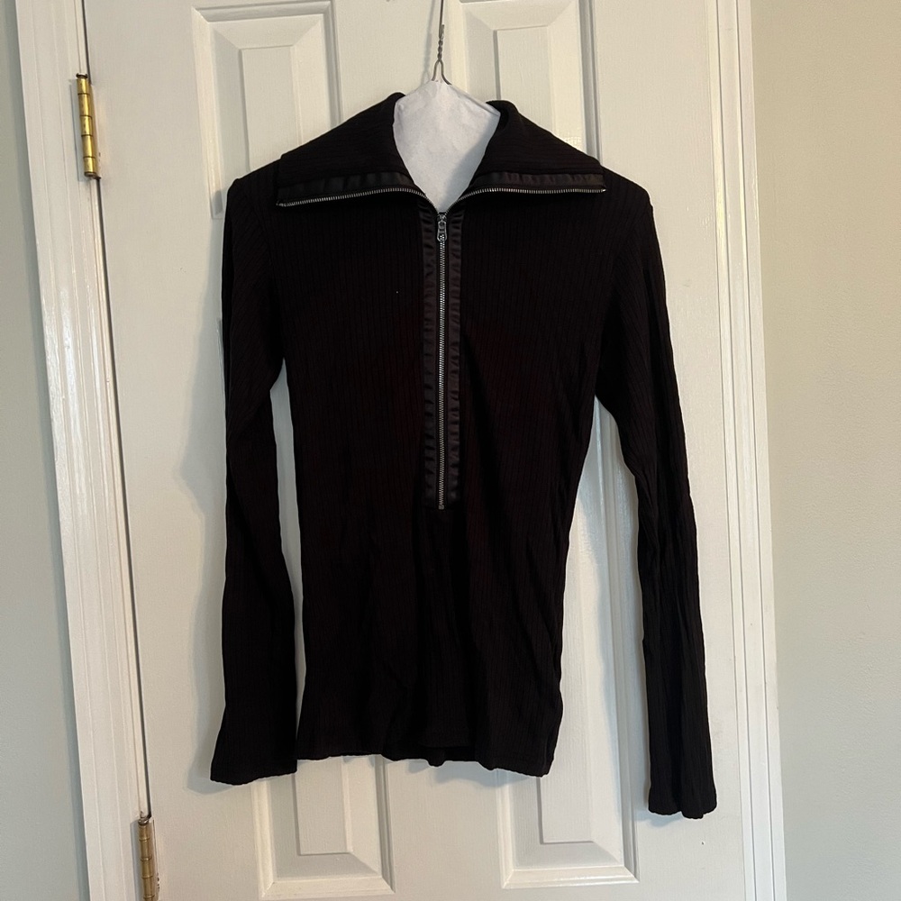 VARLEY Luella Fitted Half-Zip Black Top